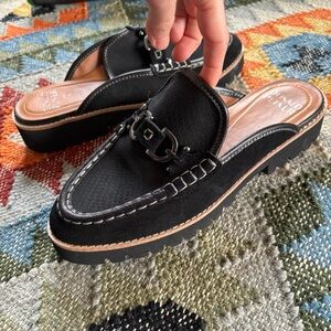 Donald Pliner Black Suede Elta Mule Loafer 9.5 NWOB